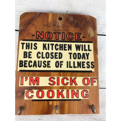 Vintage Retro Wooden Key Holder Rack Kitchen Humor Wall Mount Oregon Illinois   173454454198
